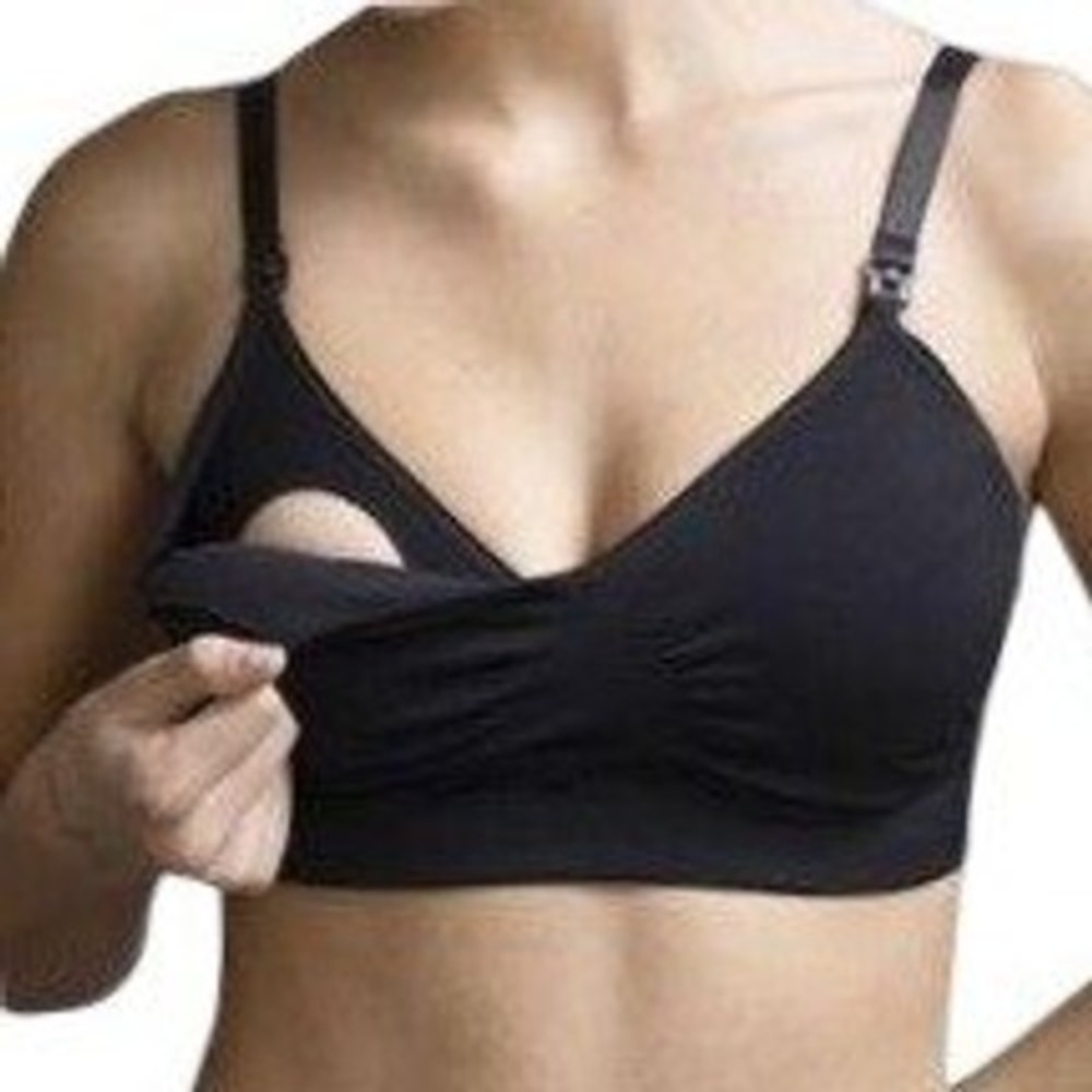 Boob Design Womens S Fast Food Black Seamless Nursing Tshirt Bra NWT